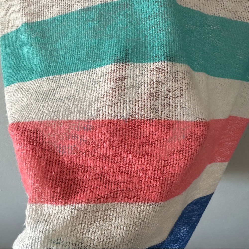 BiBi open knit v neck striped short sleeve top - Picture 5 of 14